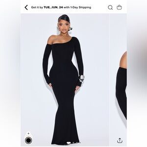 Fashion Nova Black Off Shoulder Long Sleeve Bodycon Dress